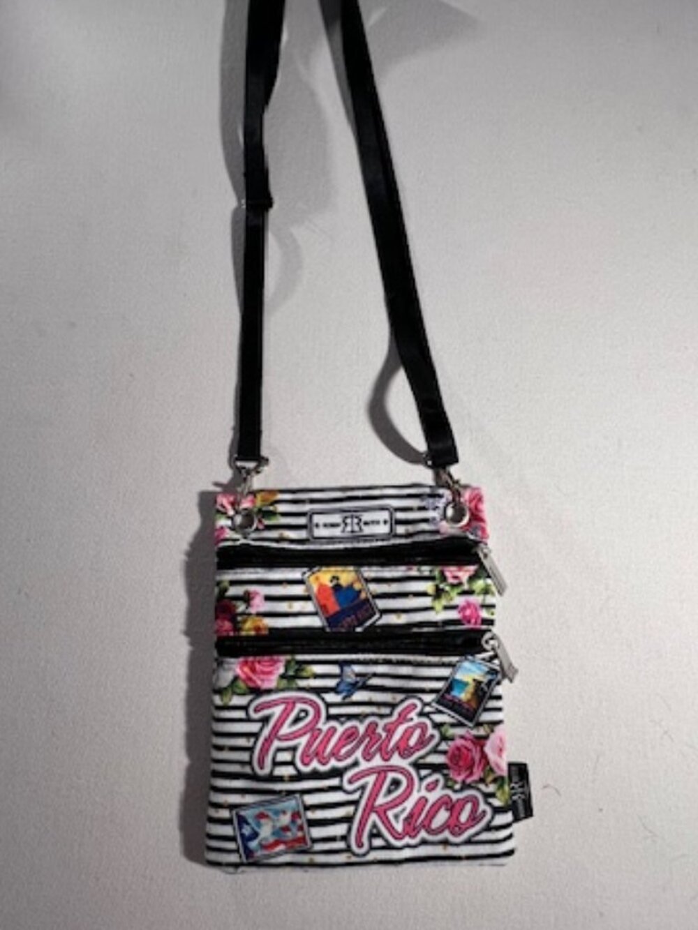 ROBIN RUTH Puerto Rico Crossbody Bag nautical and floral durable canvas w/ strap